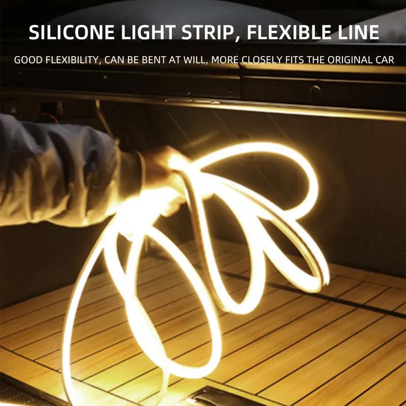 4M Dynamic Scan Car Rear Trunk Light Strip Flowing LED Ambient Atmosphere Light Strip for Tesla Warm White Decorative Light Bar