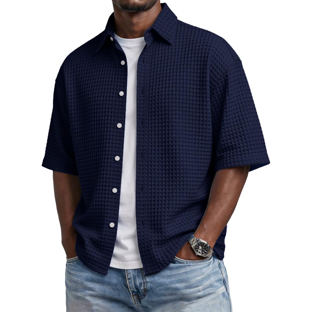 Chemise casual à manches courtes boutonnée pour homme