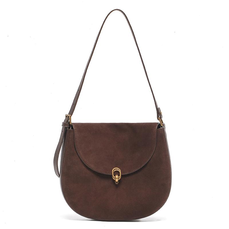 New Women's cowhide Genuine leather Crossbody Bag Fashiable large capacity Shoulder Shell Handbag Lady suede Underarm bag