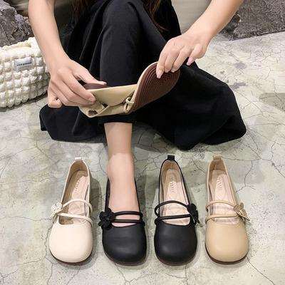 With Skirt Spring New Fairy Style Flat Bottom Shallow Mouth Beanie Shoes Soft Sole Mary Jane Comfortable Women's Single Shoes