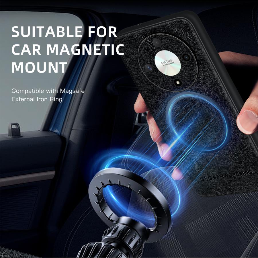 Classic Leather Wireless Charging For Magsafe Magnetic Case For Honor Magic6 Lite Magic 6 Lite X9B HonorX9B 5G Soft Back Cover