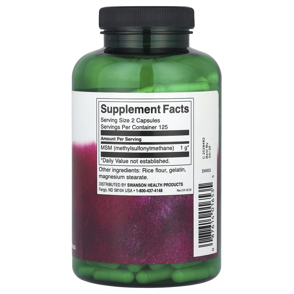 Msm, 500Mg, 250 Capsules