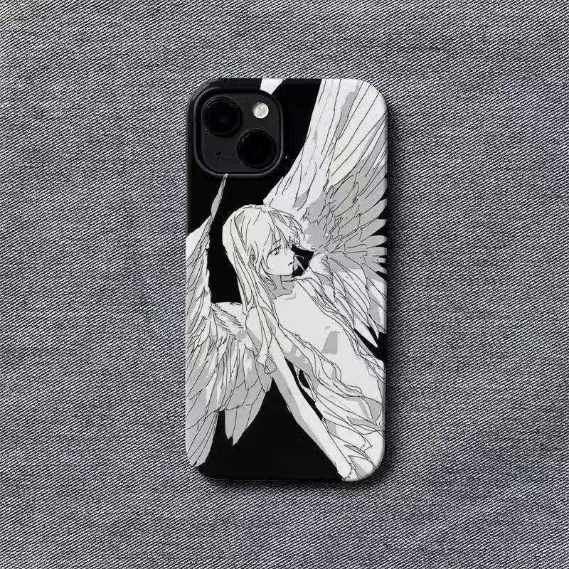 cute cat anime girl shockproof phone case for iphone 17 pro max 16 plus 15 14 13 11 silicone back cover for iphone 12 pro shell iPhone 15 Plus серый
