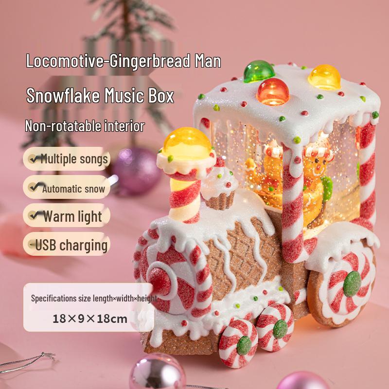 Holiday Snowfall Train Car Music Box Crystal Ball Toy for Kids & Seniors - Perfect Birthday Gift or Lamp