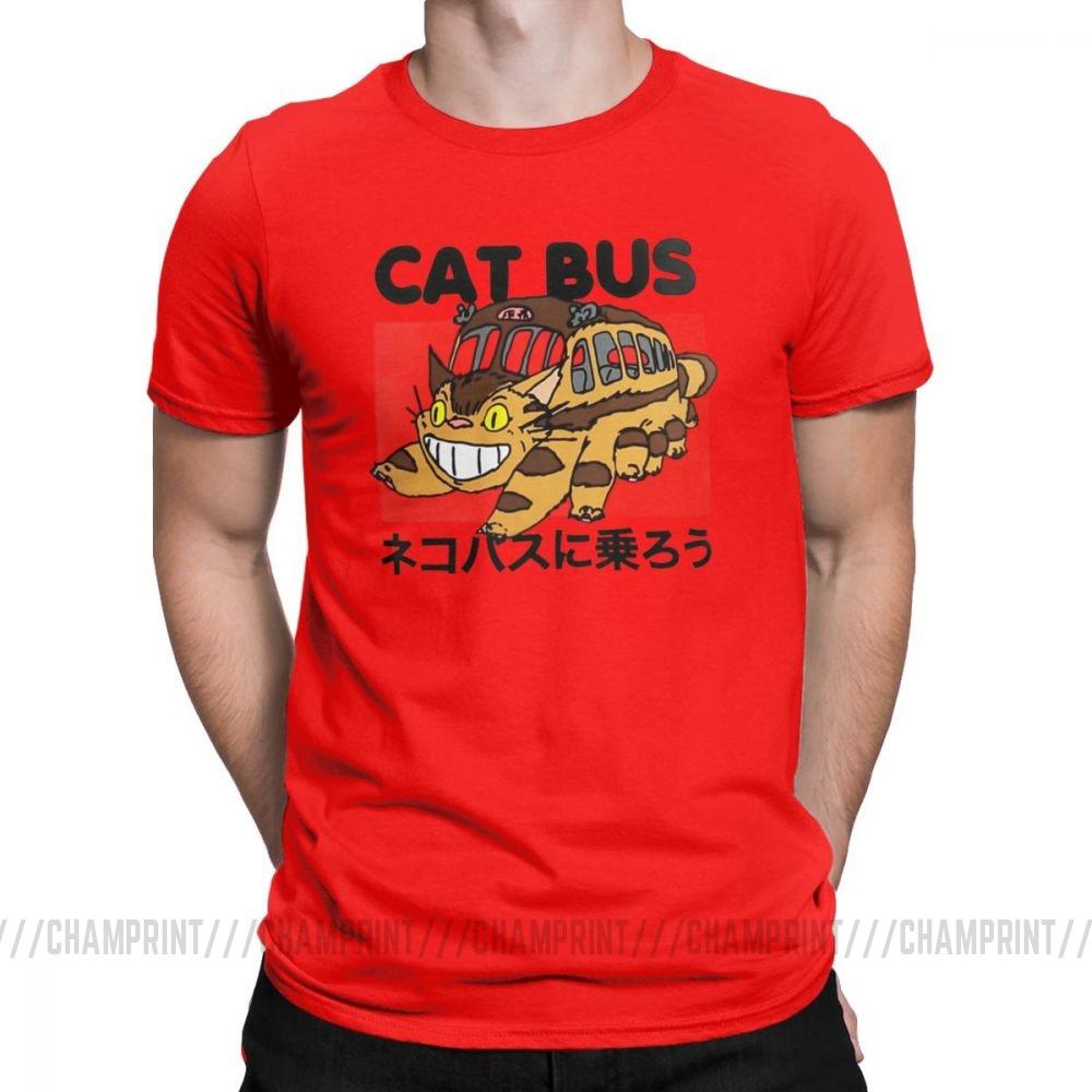 Men S T Shirt Cat Bus Funny Cotton Tee Shirt Short Sleeve My Neighbor Totoro T