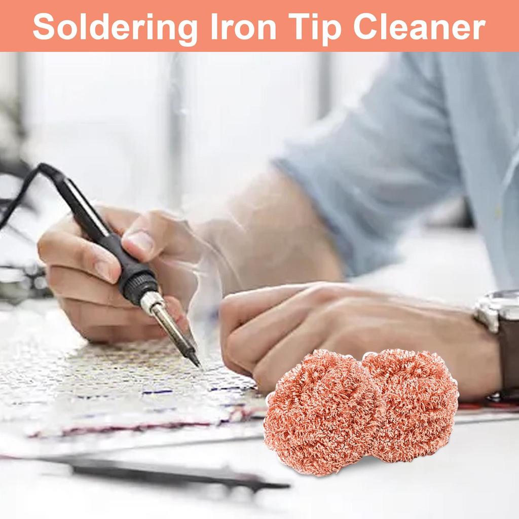 Cleaning Ball Soldering Iron Desoldering Mesh Filter Cleaning Nozzle Tip Copper Wire Cleaner Ball Metal Dross Box Clean Ball