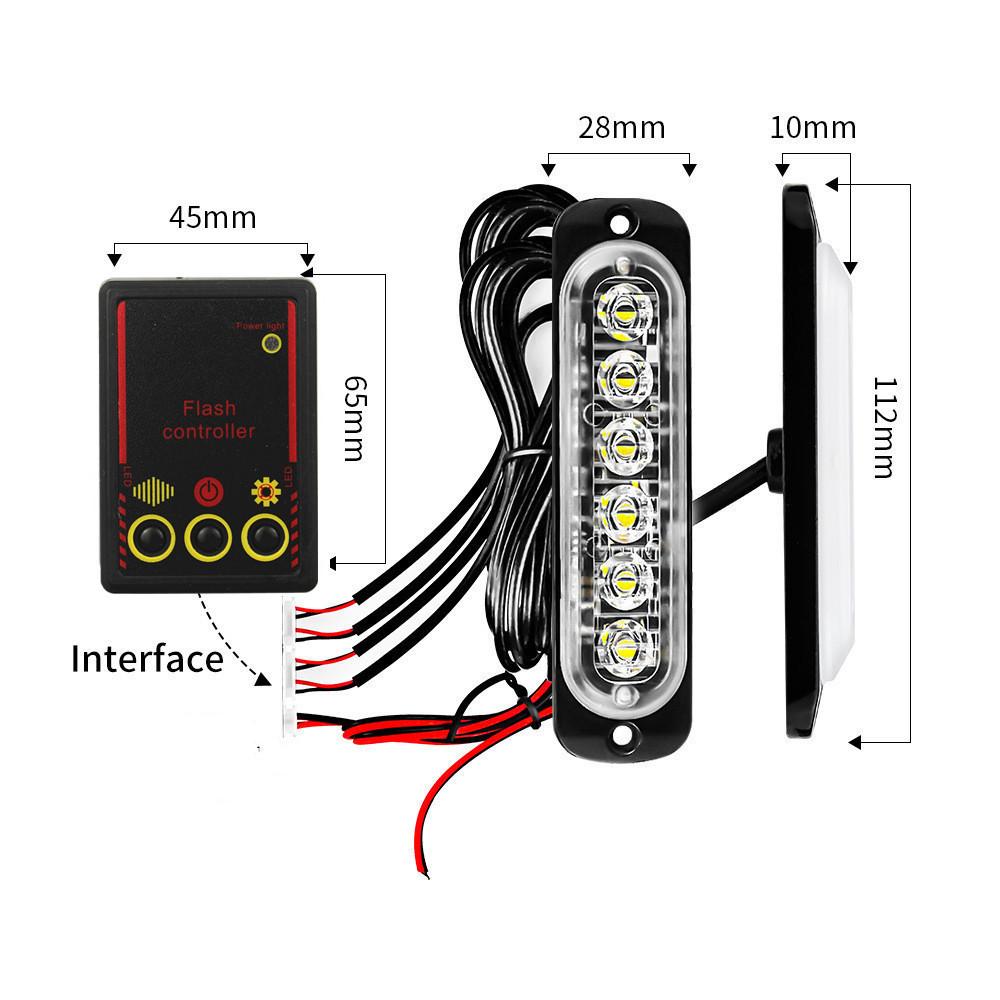 Car Front Grille Lighting 12V 24V Amber LED Emergency Strobe Warning Lights Car Flash Beacon Yellow White Signal Lamp