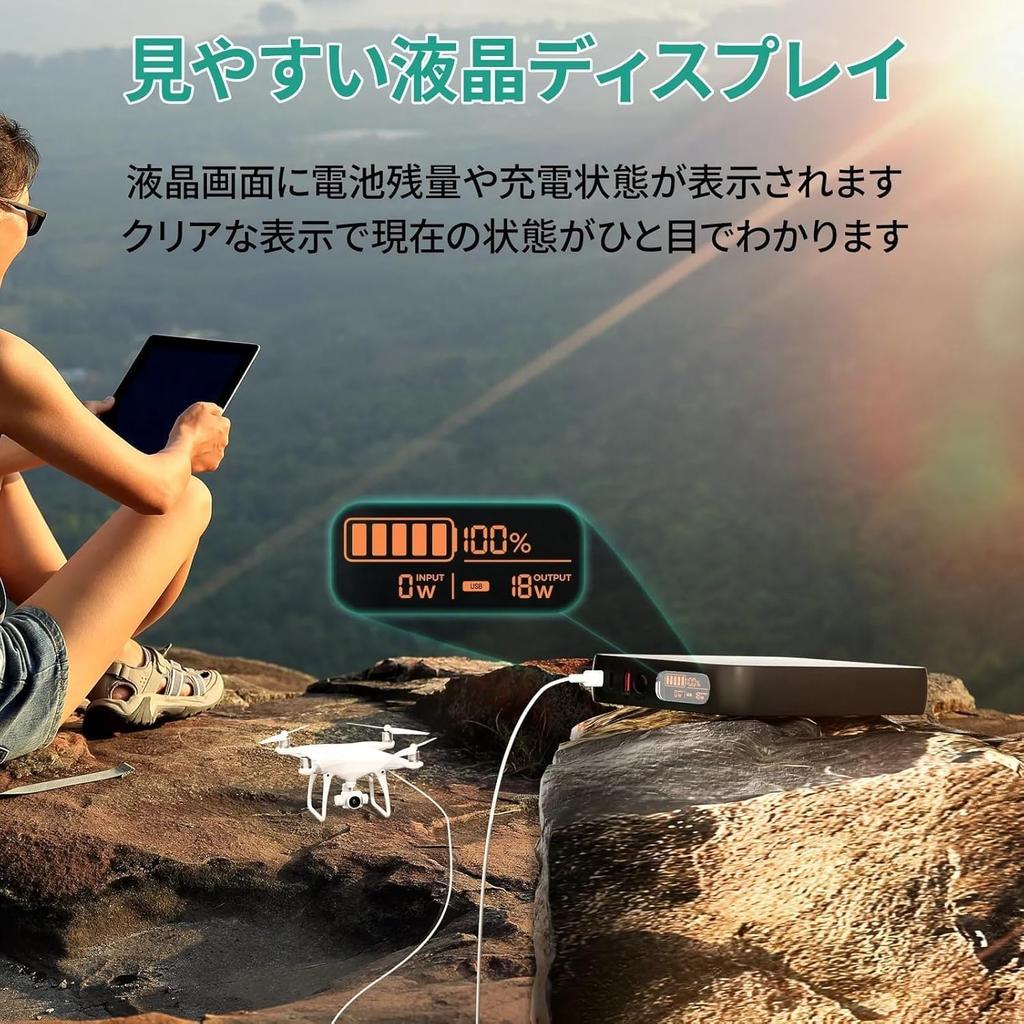 AC100W Portable Power Mobile Power Pure Sine Maximum Output 4 DC for Disaster Outdoor and Driving Supply, High-Capacity Supply, Wave, Compact, 60Hz,