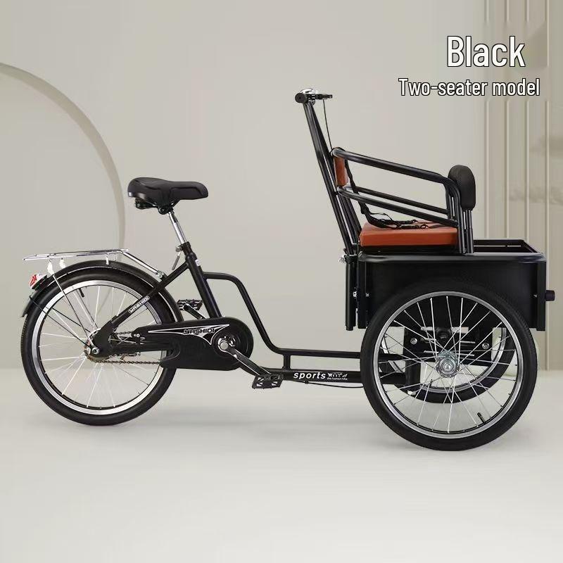 New Senior-Friendly Three-Wheeled Reverse Gear Tricycle: Foot-Powered Mobility for Elderly, Child Transport, and Goods Carrying.