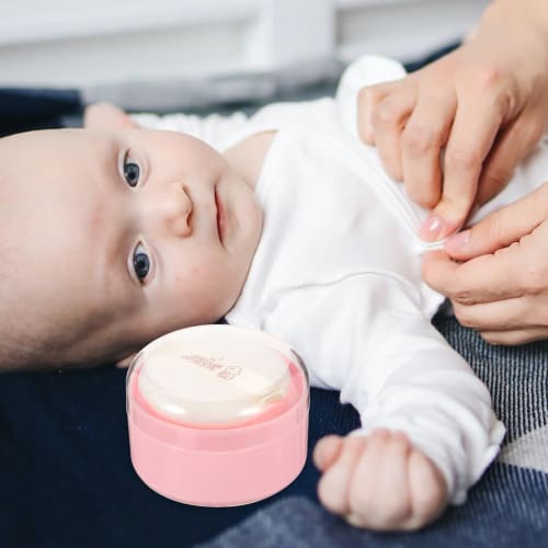 Frcolor Baby Powder Case with Puff, Soft and Fluffy, Dry and Comfortable, Baby Powder Puff, Powder Container, Powder Case, Refill Container, Empty, Bo