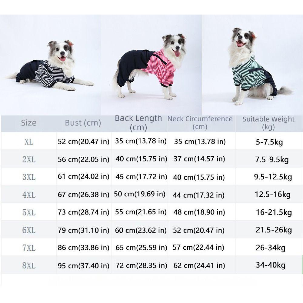 Dog Outfit Four Legged Pet Dog Jumpsuit Striped Warm Pet Sweatshirt Windproof Thickened Dog Clothing Pet Supplies