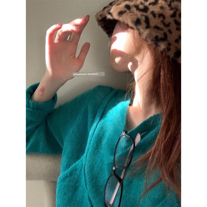 

Ранняя осень Корейский стиль Шикарный Стильный Классный Искусственный комплект из двух частей Blue S