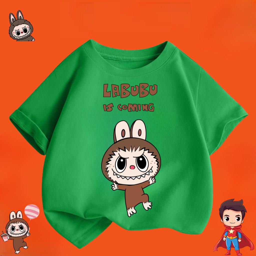 Children's Labubu T-shirt Cartoon Print Girl Short Sleeved Round Neck Top New Fashionable Loose T-shirt