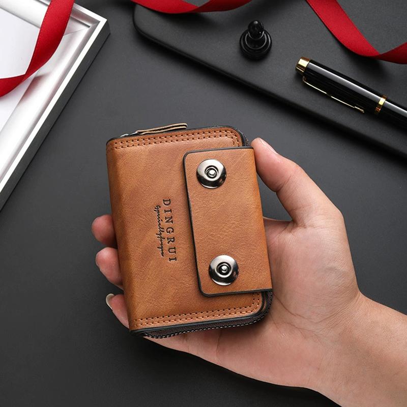 New Zipper Three Fold Wallet Multifunctional Men Card Holder Casual Male Coin Purse ID Card Holder Business Clutch Bag