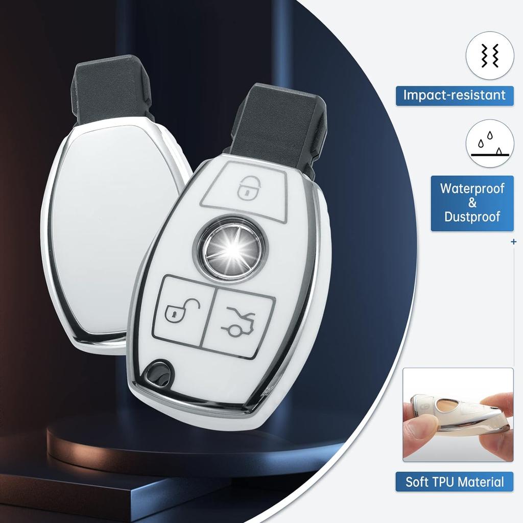 Mercedes Benz Schlüsselanhänger-Abdeckung mit Schlüsselanhänger, weiche TPU-Schlüsselhülle, Schutz, passend für CESM CLS CLK G