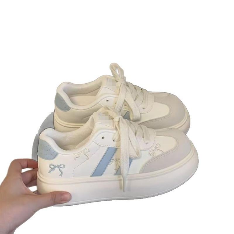 New beige platform breadboard shoes women's autumn versatile niche casual light white shoes