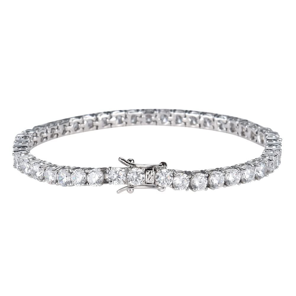 [3MNSCD] 18K White Gold Plated Tennis Bracelet Women's Jewelry Lobster Clasp Bracelet
