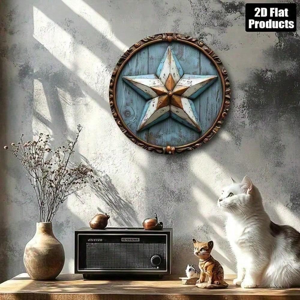 Texas Star 8x8 Inch Metal Wall Sign Rustic Farmhouse Art for Home Bar Kitchen Office