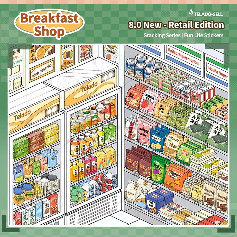 Miniature Scene Sticker Collection Book Non Bleed Ink 10 Shop Themed Patterns for Handmade Card Making Craft Supplies