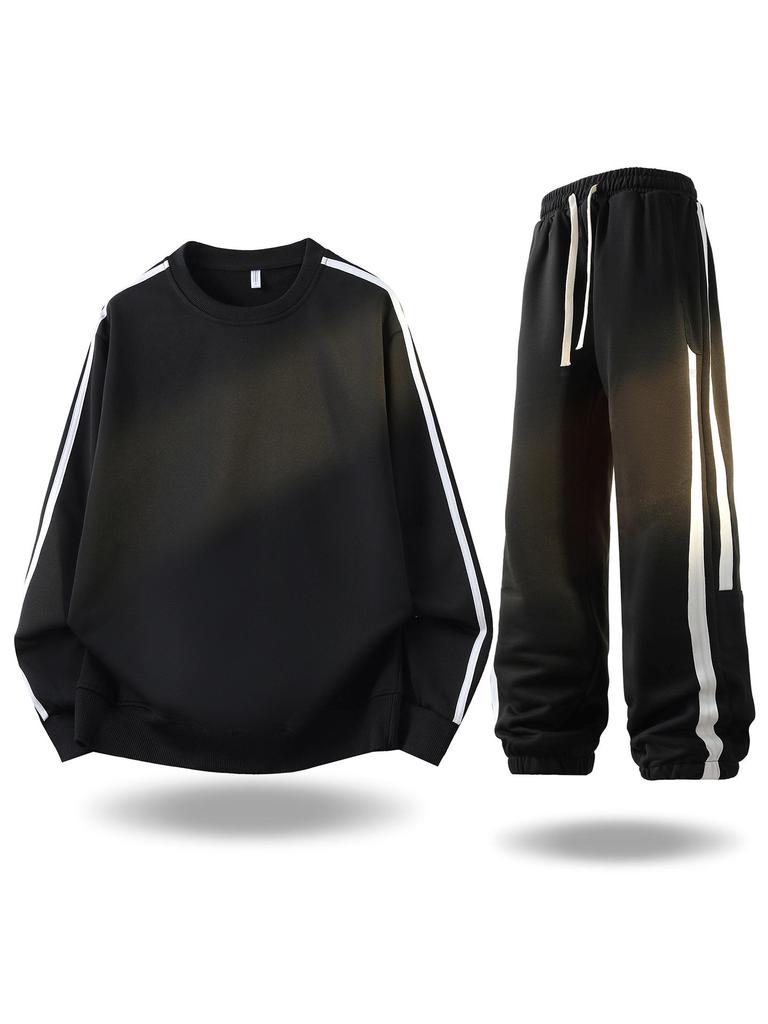 Men's Trendy Loose Fit Autumn Sweatshirt & Pants Two-Piece Set - Casual Long Sleeve Matching Outfit
