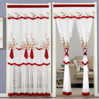 Punch-Free Double Layer Lace Blackout Curtain for Bedroom, Kitchen, or Bathroom