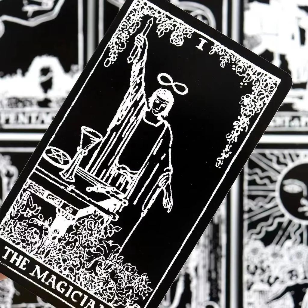 Black and White Rider Tarot Deck 78 Pcs Tarot Cards for Beginners Rider-waite Tarot System Pocket Size