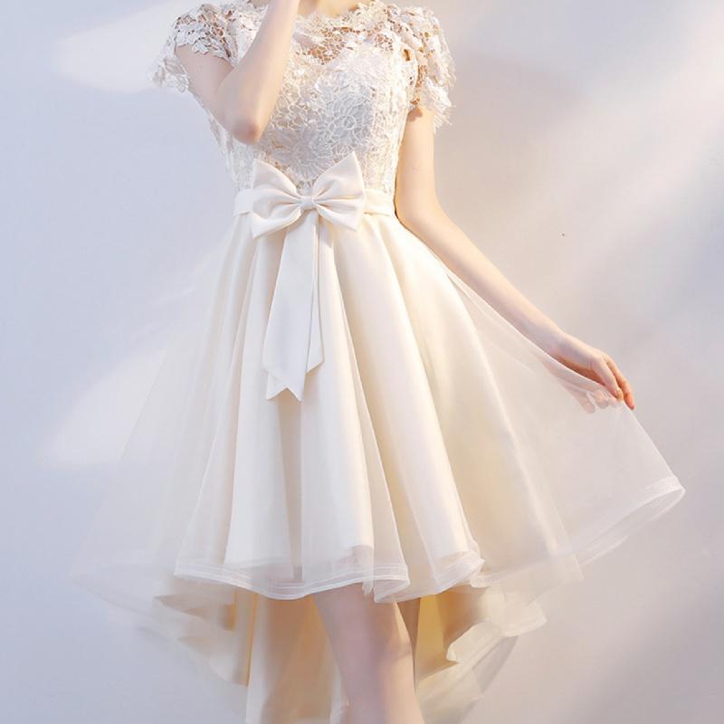 chinese dress ladies High Low Country Wedding Dresses Lace Long Sleeves