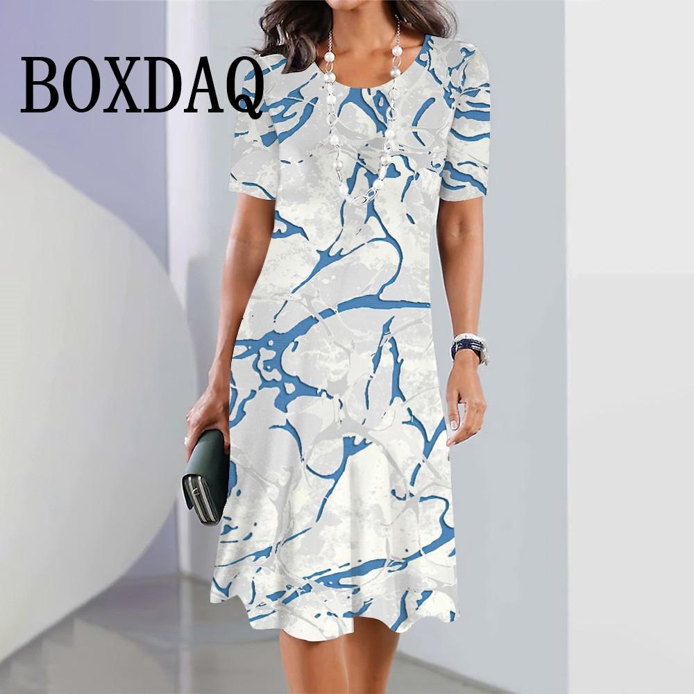 Sommer Geschwungenes Gestreiftes Kleid Damen Kurzarm Rundhals Tägliche Kleidung Lässiges Minikleid Elegante Partykleider Vestidos 2025 Neu