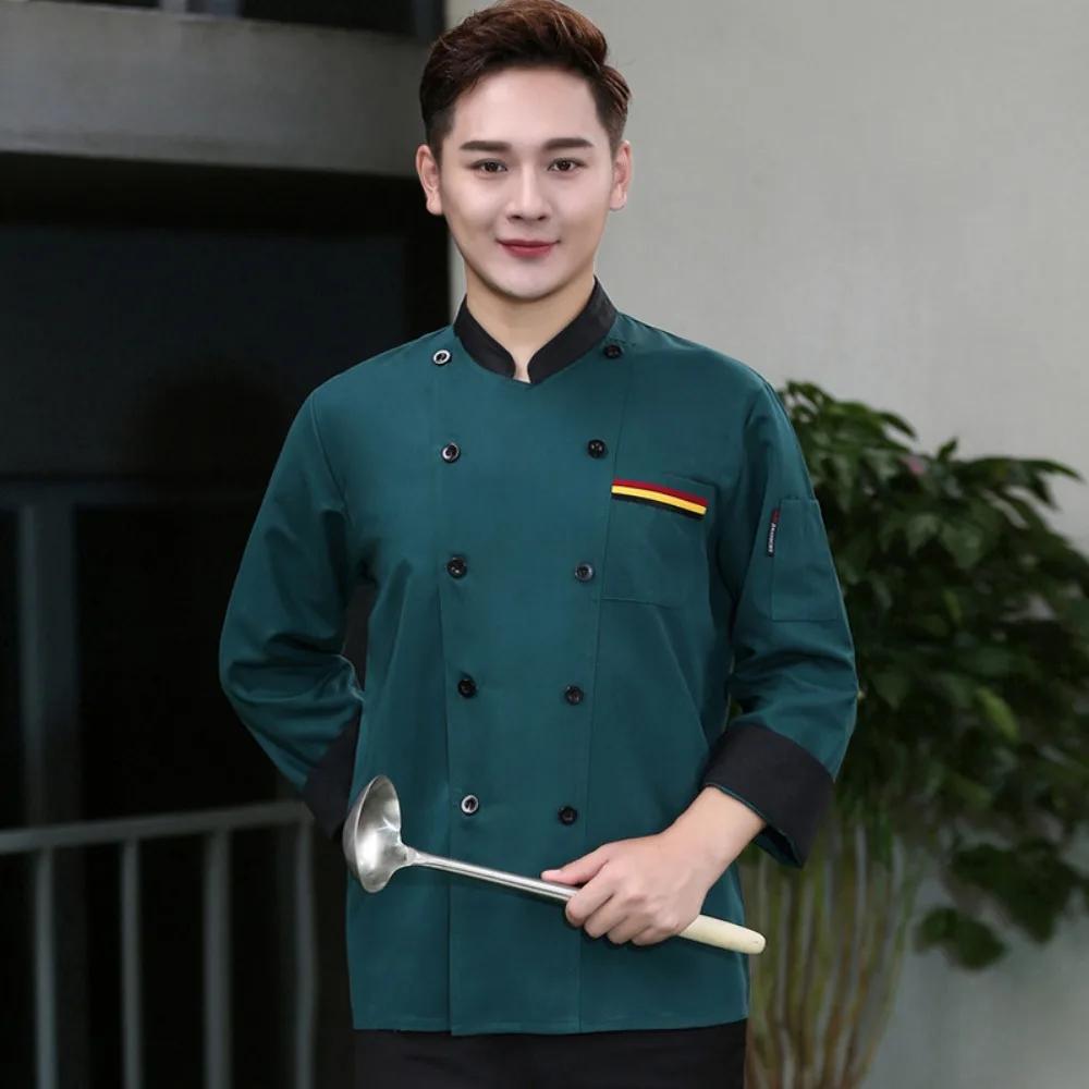 Men and Women Chef Uniforms Long-sleeved Kitchen Breathable Work Clothes 2024 New Summer Thin Cake Shop Chef Uniforms for