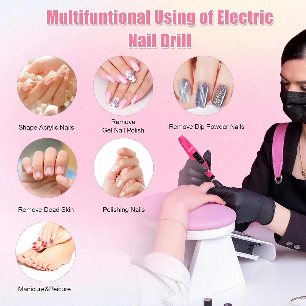 YIKOOLIN Nail Drill Machine Electric Manicure Milling Cutter Set for Manicure Drill Nail Polishing Tools Kit Nail Equipment
