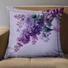 1 pieces -2D flat printing Lilac Patterned Pillow With Lace Edge Decor Polyester pillowcase, sofa decorative cushion cov