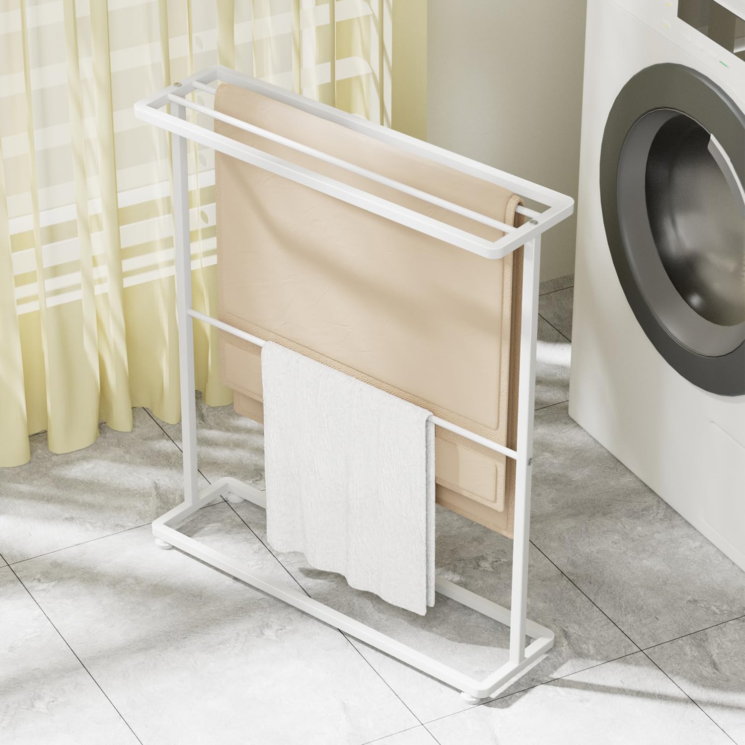 

UTIMIU Полотенце для ванной Полотенце Полотенце для ванной Ш65 x Г18 x Полотенце Подходит для Большого Легко для Комнатной Одежды Регулируемое Полотенце для ванной Зазор Стойка Вешалка, Вешалка, Стойка, белый