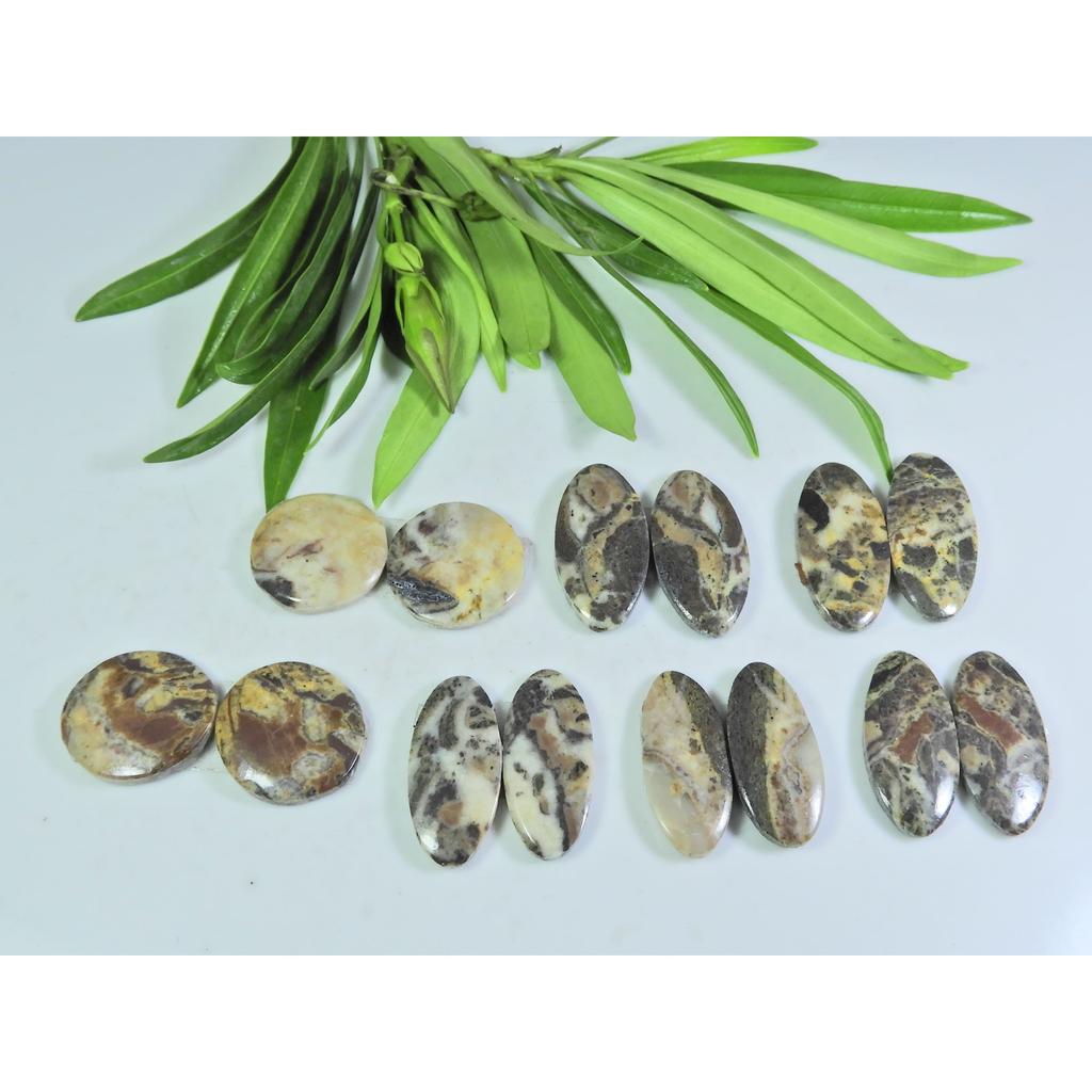 Natural Asteroid Jasper Matched Pair Oval Cabochon Loose Gemstone 7 Pair Lot A-69