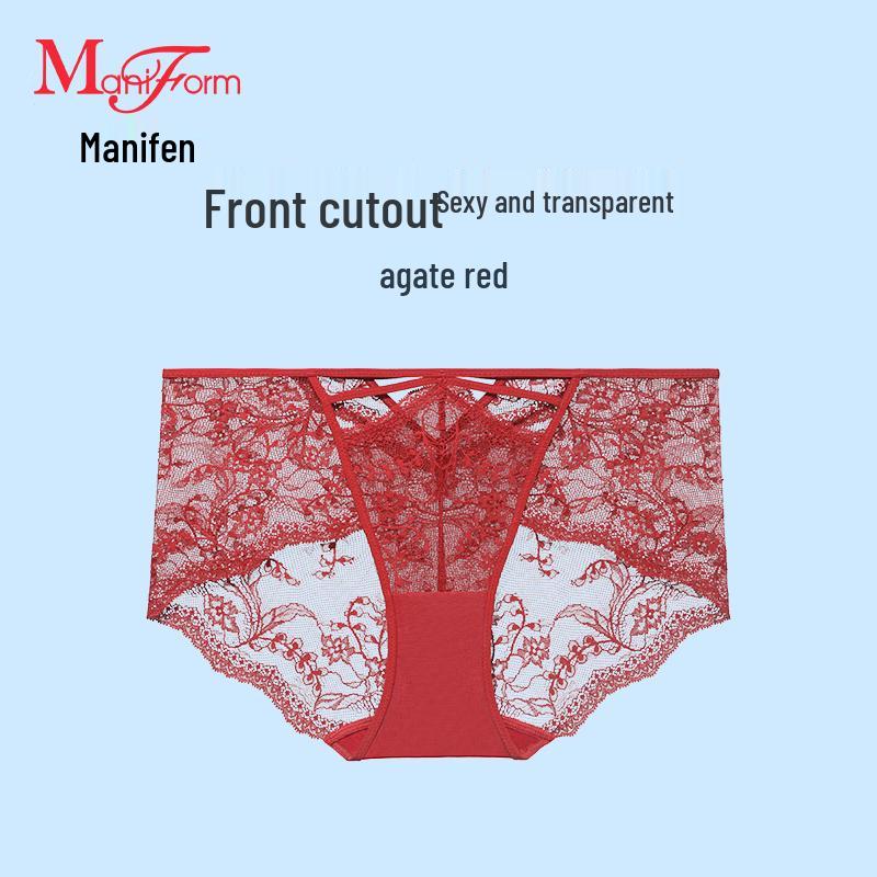 Maniform Women's Sexy Lace Mid-Low Waist Briefs
