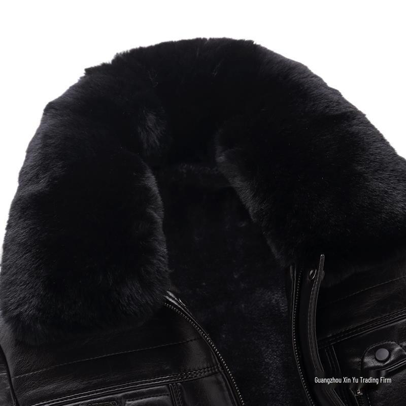 Men's Warm Leather Jacket for Middle-aged & Elderly 