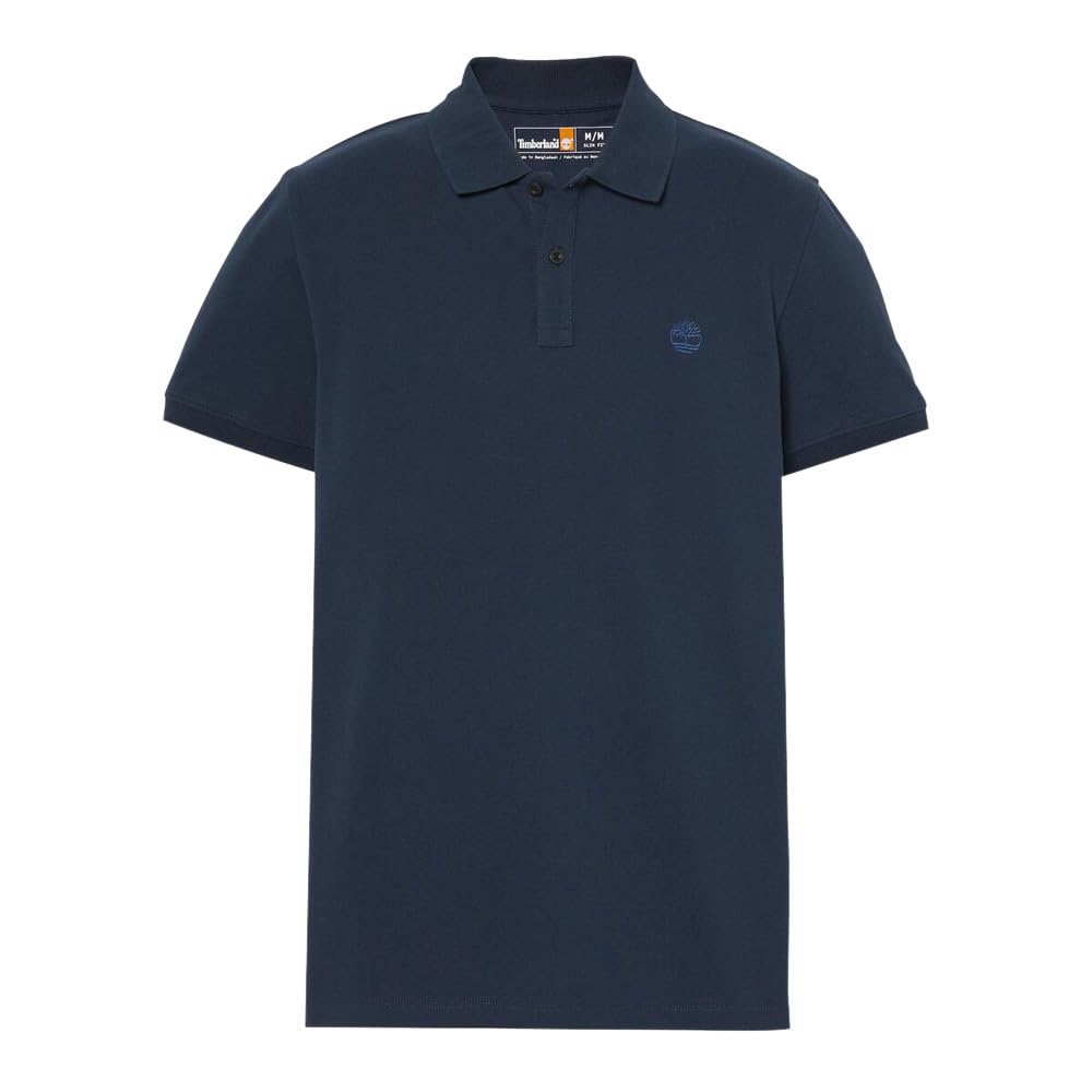 Timberland Men's Short Sleeve Logo Polo Shirt, Dark Sapphire-Dark Denim, XL, TB0A2EPMZ021