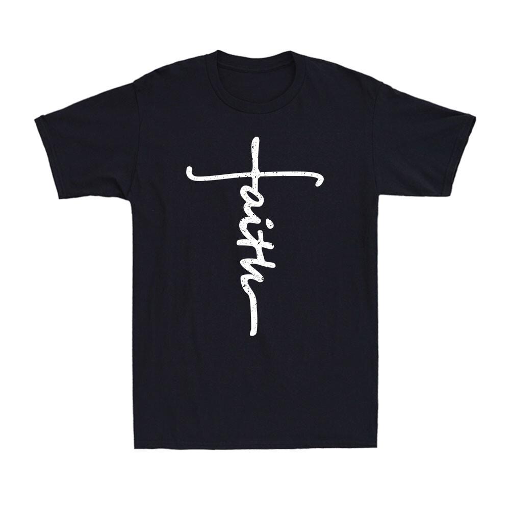 Faith Cross Funny Christian Christianity Faith Religious Retro Men s T-Shirt S