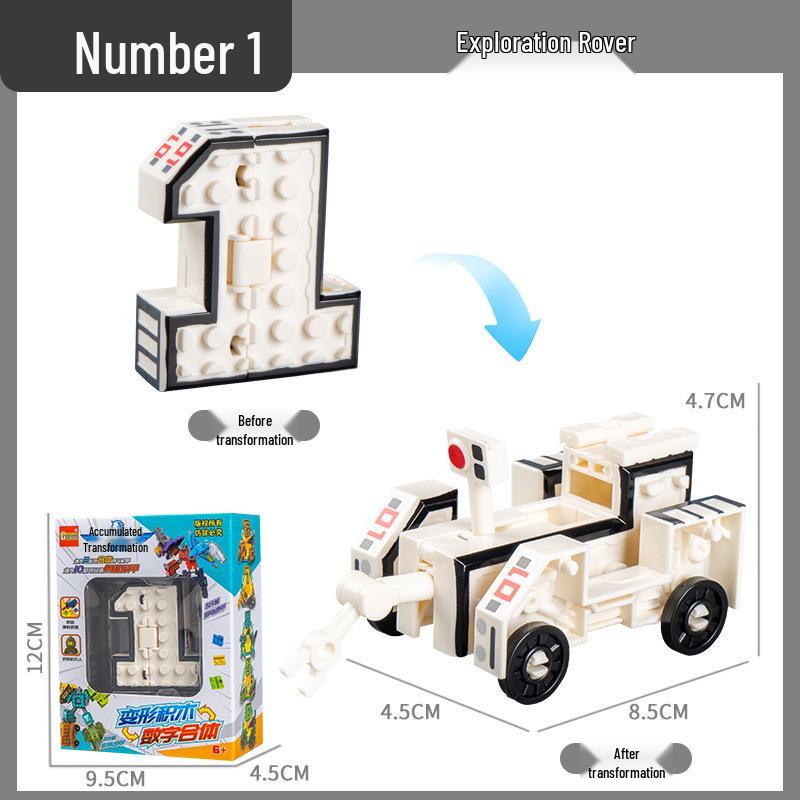 Number Transforming Robot Toy Set for Kids: 0-9 Educational Assembly for Elementary Students