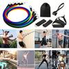 11-Piece TPE Resistance Band Collection Resistance Band Handles with Door Anchors Tote Leg Ankle Straps Exercise Bands