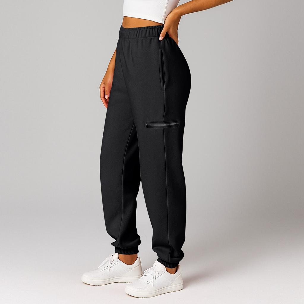 Women's And Men's Sports Pants With Pockets Fashionable Solid Color Elastic High Waisted  Casual Sweatpants Pants