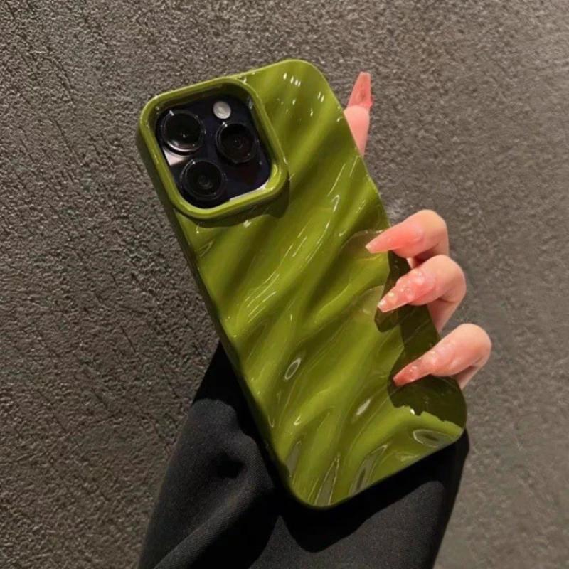 6D Silk Pattern Wavy Phone Case For iPhone Air 17 16 15 14 11 12 13 Pro Max Plus XR E 16E Shockproof Protective Soft Back Cover
