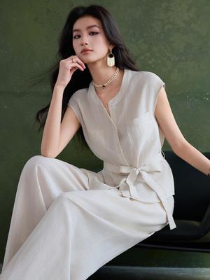 Women's High-End Linen Vest Suit: 2026 Cross-Border Casual Waistcoat Set