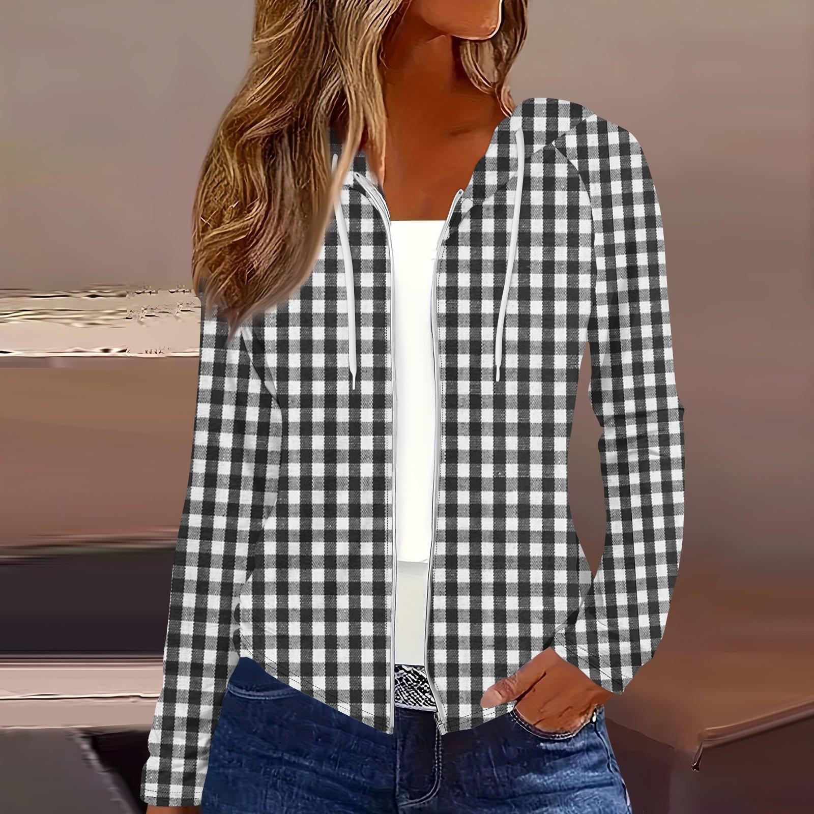 Женская мода повседневная застежка-молния с капюшоном и принтом с длинным рукавом — фото 6