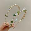 New Fresh Flower Pearl Hair Accessories Ladies Romantic Spring and Green Leaves Elegant Flower Headbands Headdress