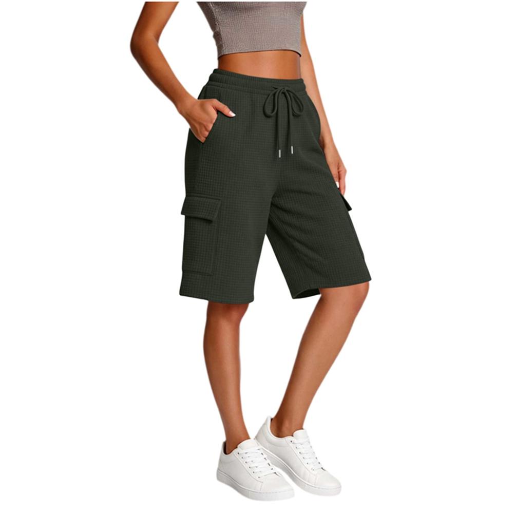 Women s Loose-Fit Casual Waffle-Weave Shorts with Pockets S
