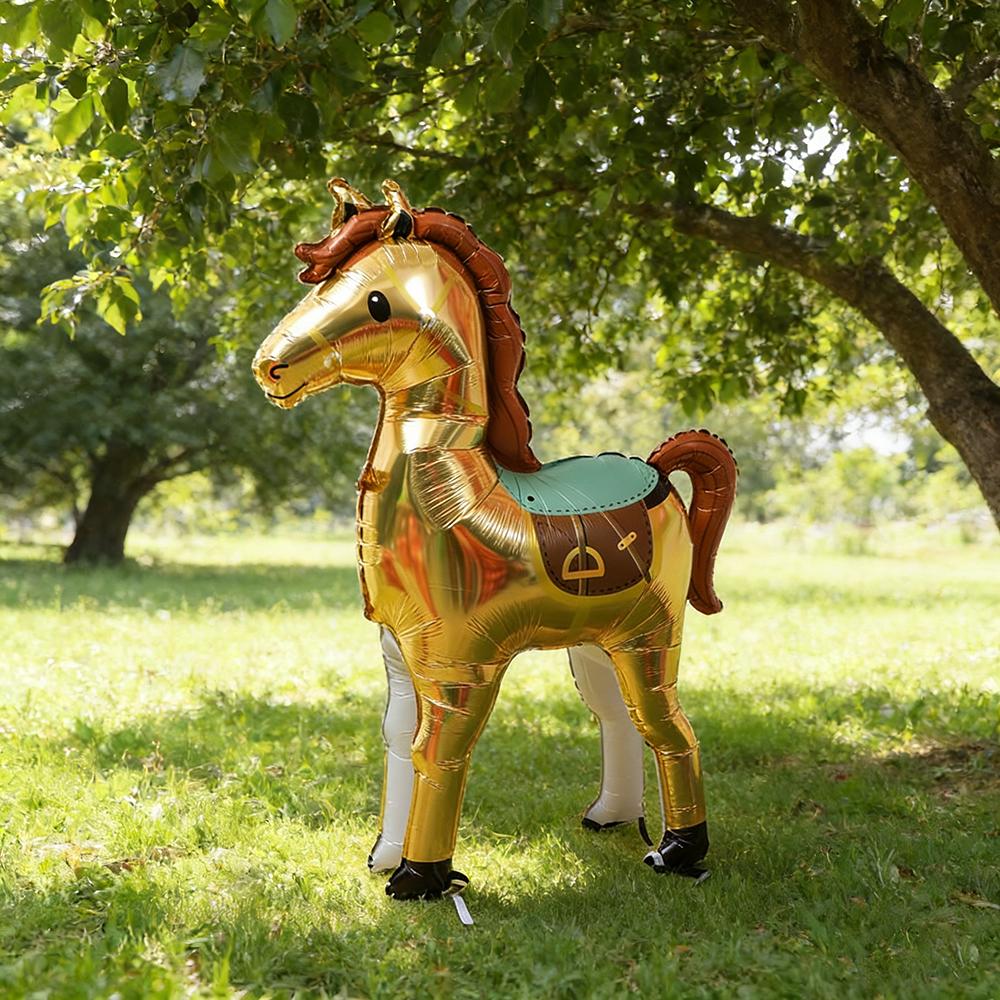 1 pièce Grand Ballon en forme de Cheval Ballon en Film d'Aluminium en forme de Cheval Thème Animaux de la Ferme Décoration de Fête d'Anniversaire Accessoires Photo