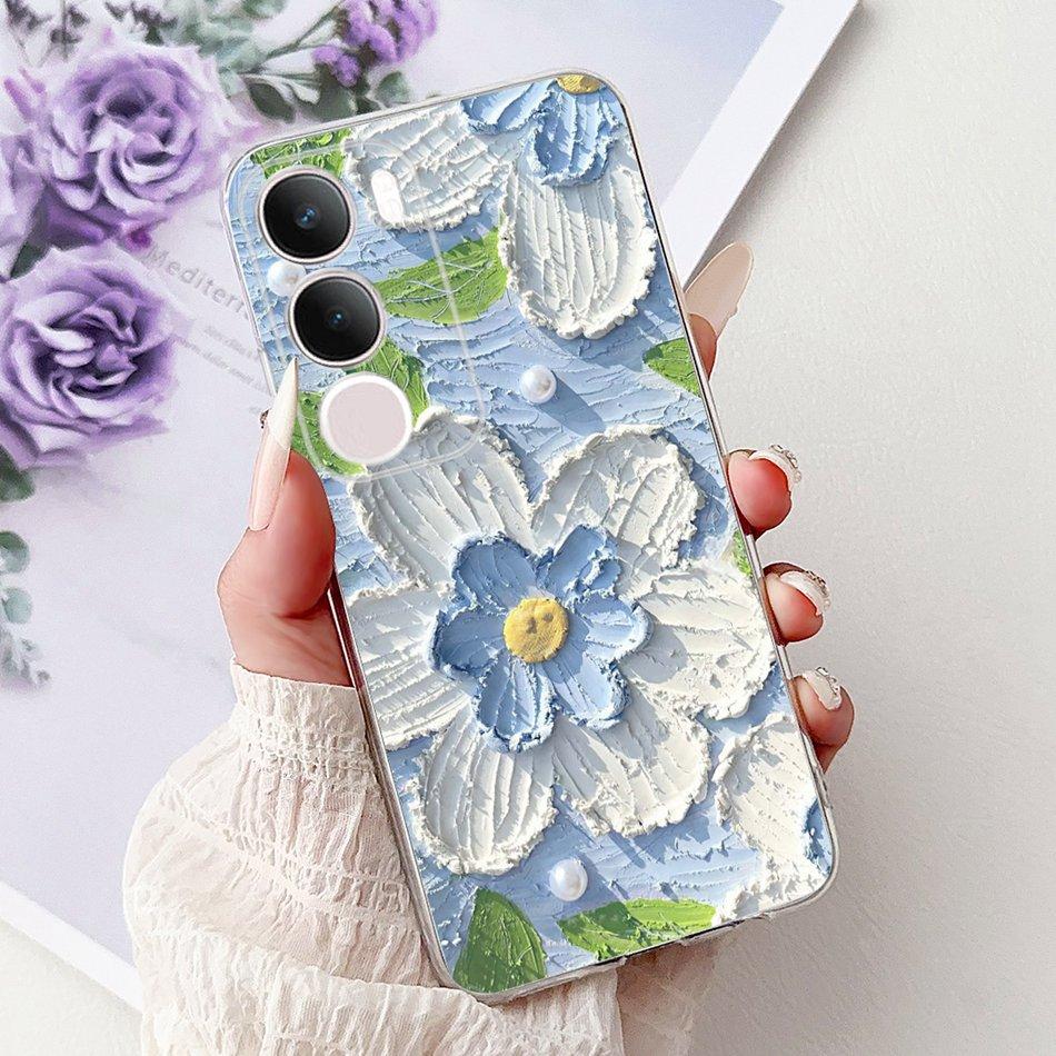 For Vivo Y19S V2419 Elegant Floral Butterfly Painting Phone Case For Vivo Y19s Y 19S 4G Soft Silicone TPU Cases