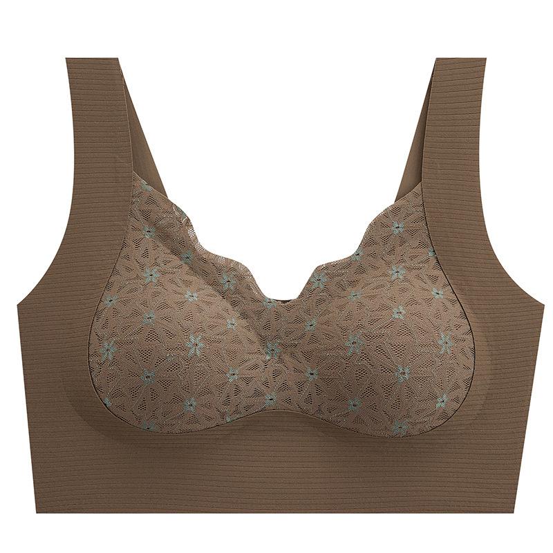 

Бюстгальтер без стального кольца, нижнее белье без следов, женский бюстгальтер в сборе с антипровисающей верхней поддержкой, сексуальный жилет на спине 2XL темно-коричневого