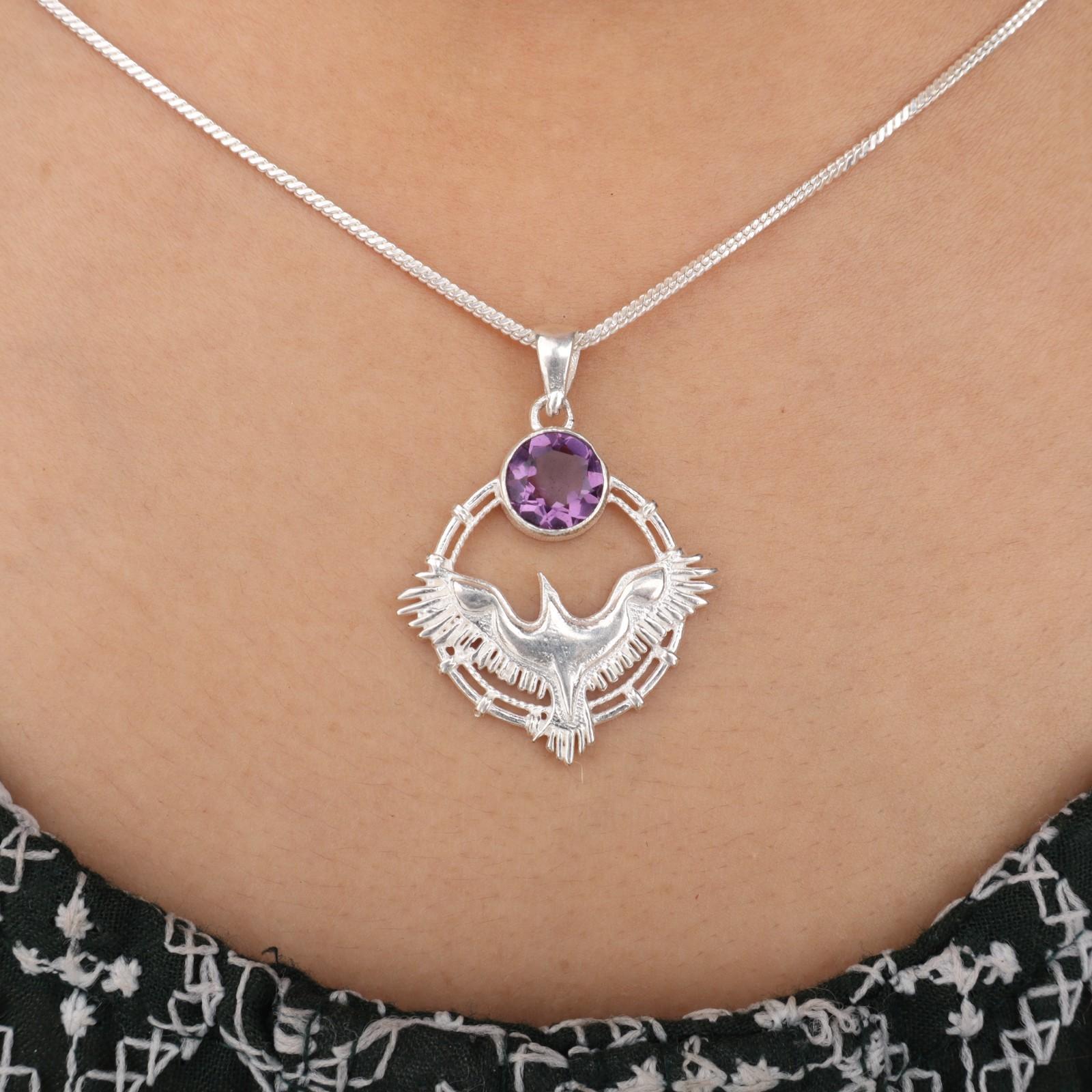 

Amethyst Gemstone 925 Sterling Silver Jewelry Pendant 1.43 For Wedding Gift CP-38-14