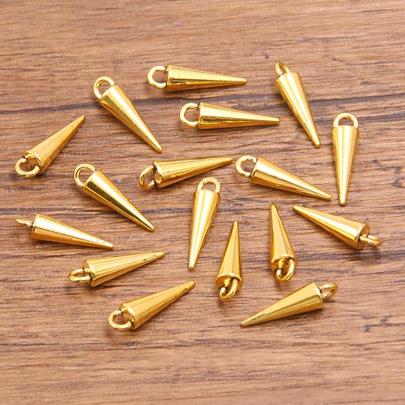 

4 блестящих конусообразных подвески из цинкового сплава для изготовления брелоков, сумок, ожерелий и браслетов